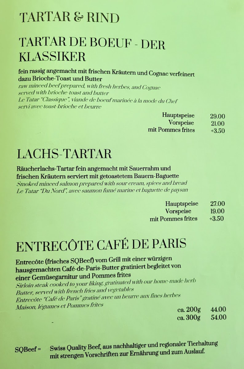 Café de Paris Photo Menu 2