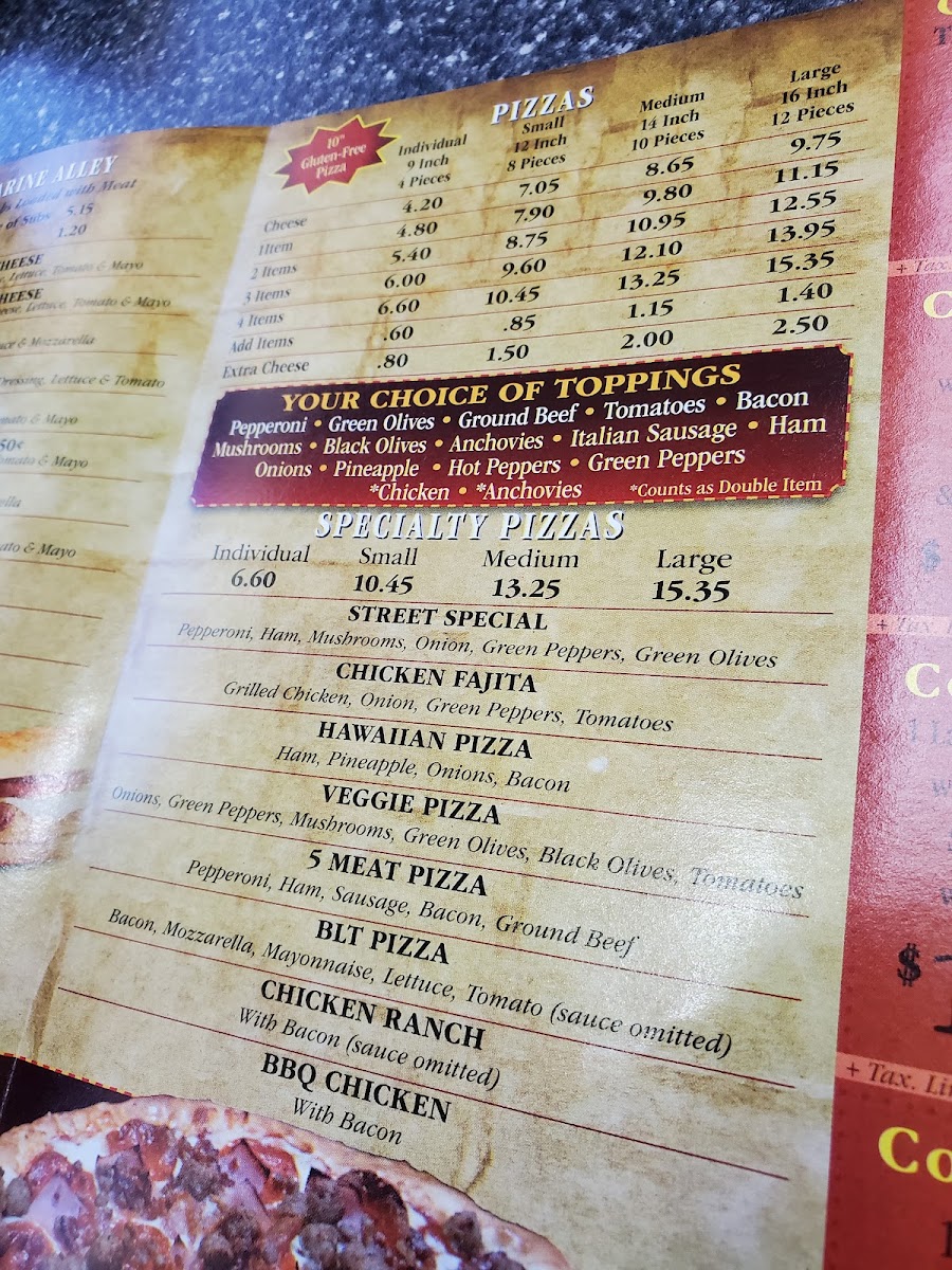 Main Street Pizza Photo Menu 2