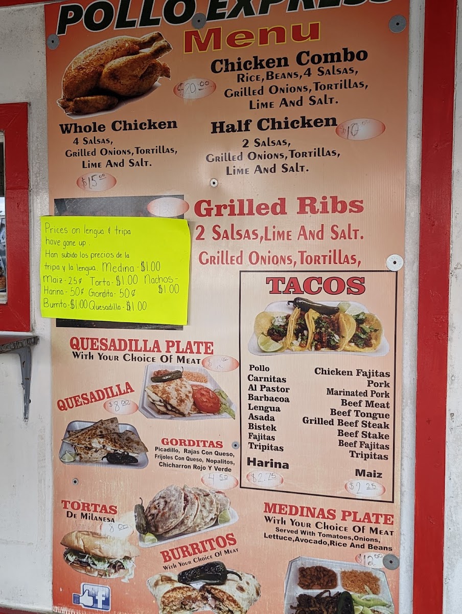 Pollo Express Photo Menu 1