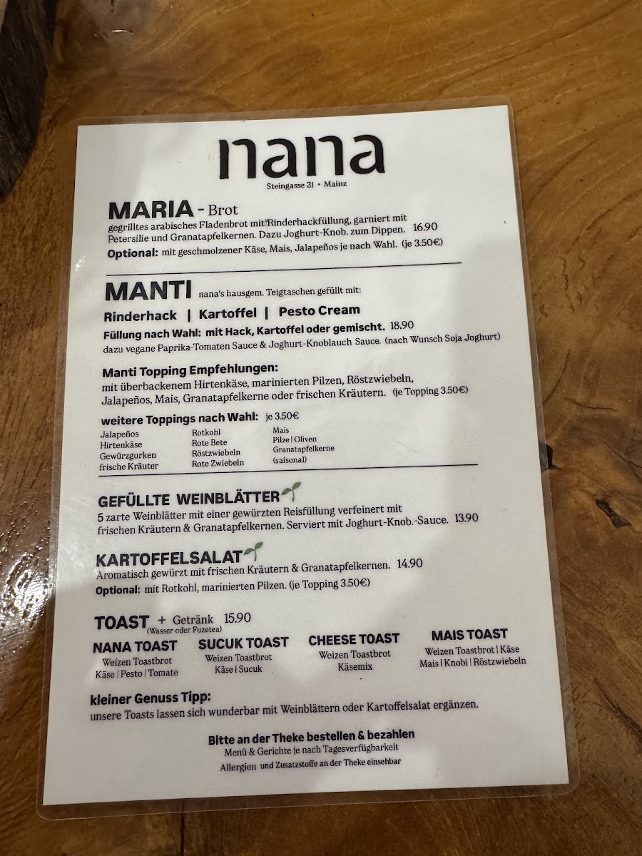Nana Photo Menu 1