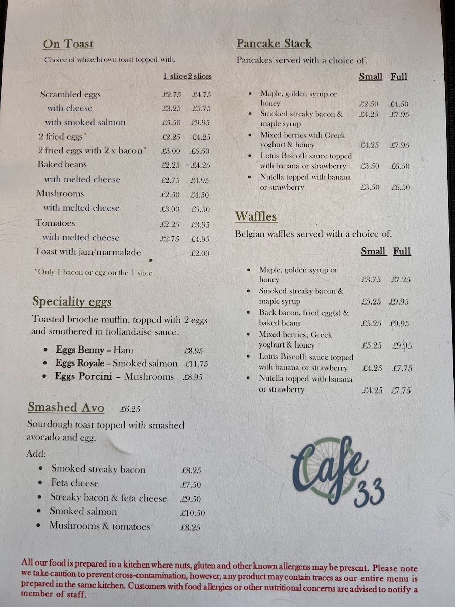 Cafe 33 Photo Menu 1