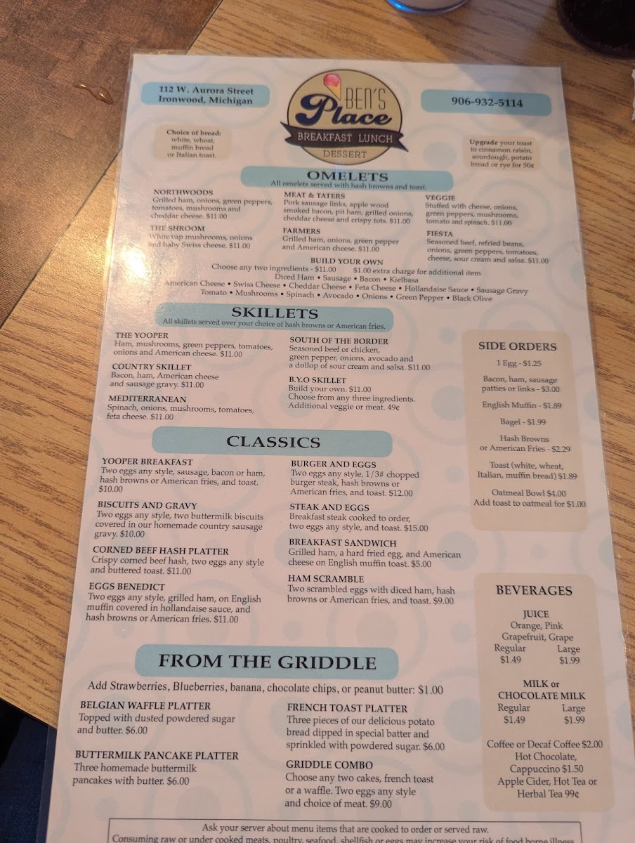Ben's Place Photo Menu 3
