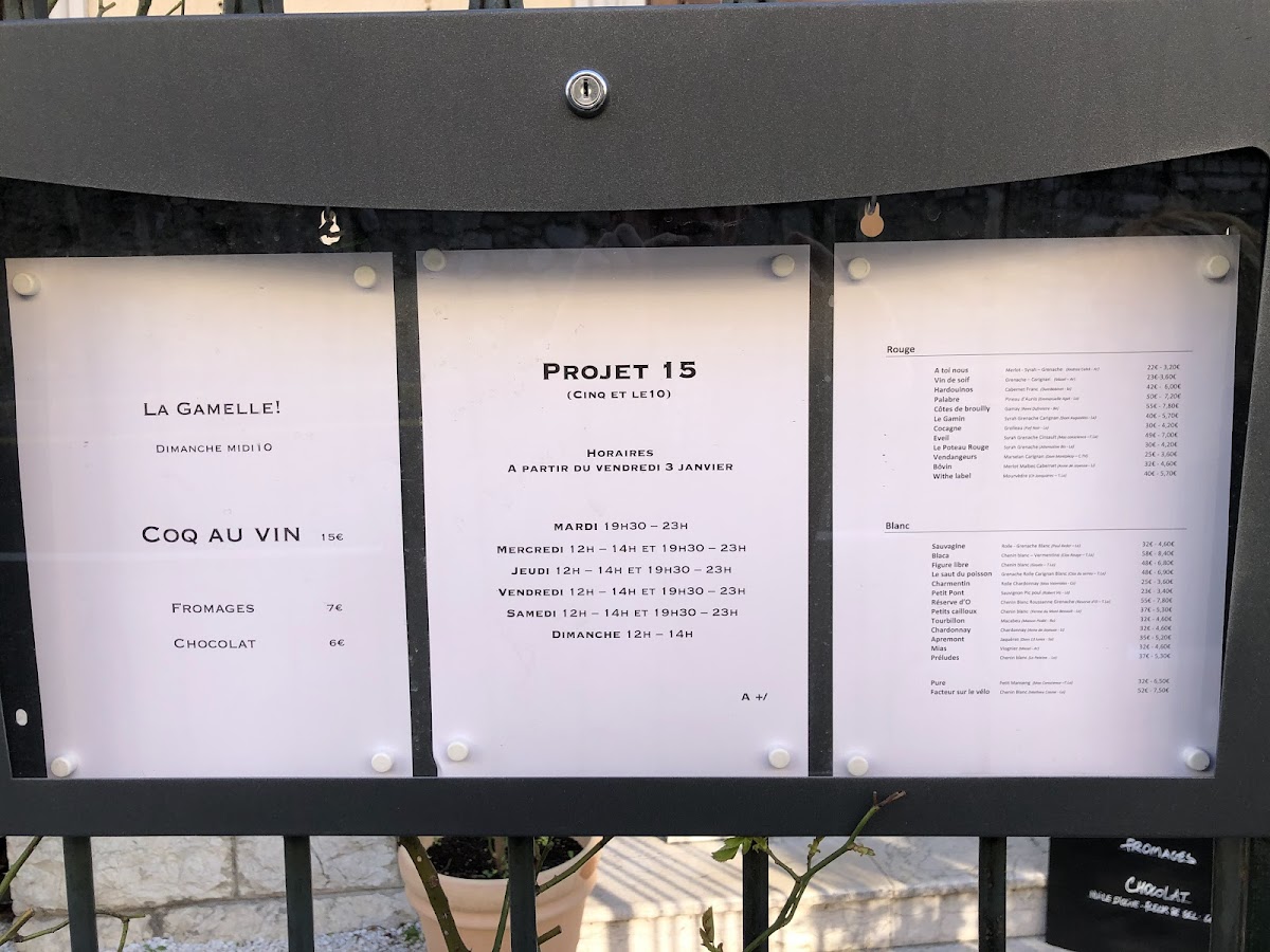 Cinq Photo Menu 1