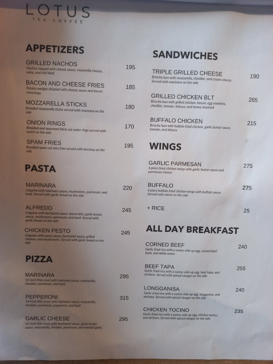 Lotus Cafe Photo Menu 1