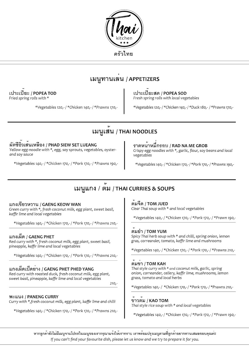 Thai Kitchen Photo Menu 1