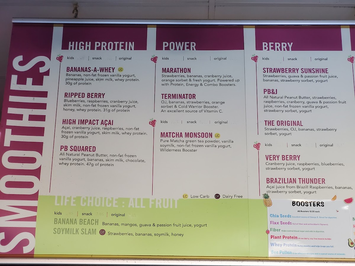 Booster Juice Photo Menu 2