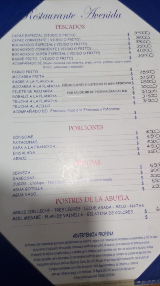 Restaurante Avenida Photo Menu 2