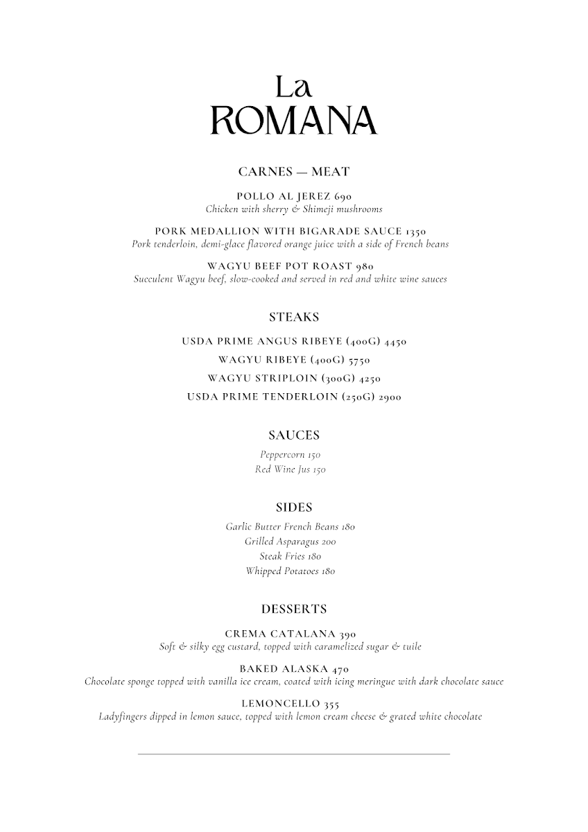 La Romana Photo Menu 1