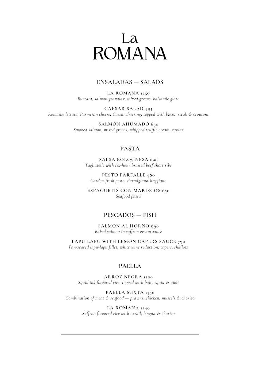 La Romana Photo Menu 3