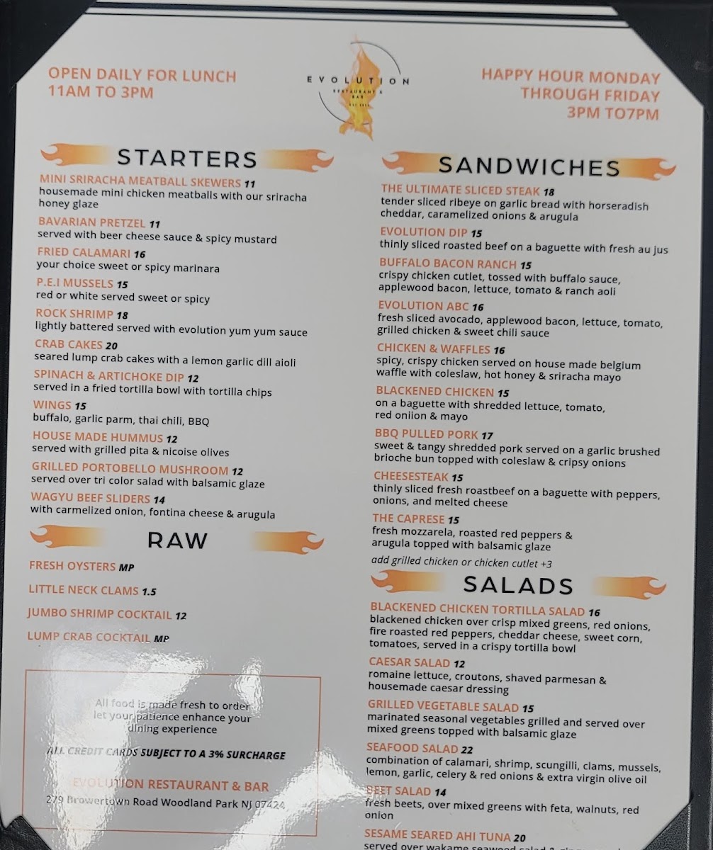 Evolution Restaurant & Bar Photo Menu 1