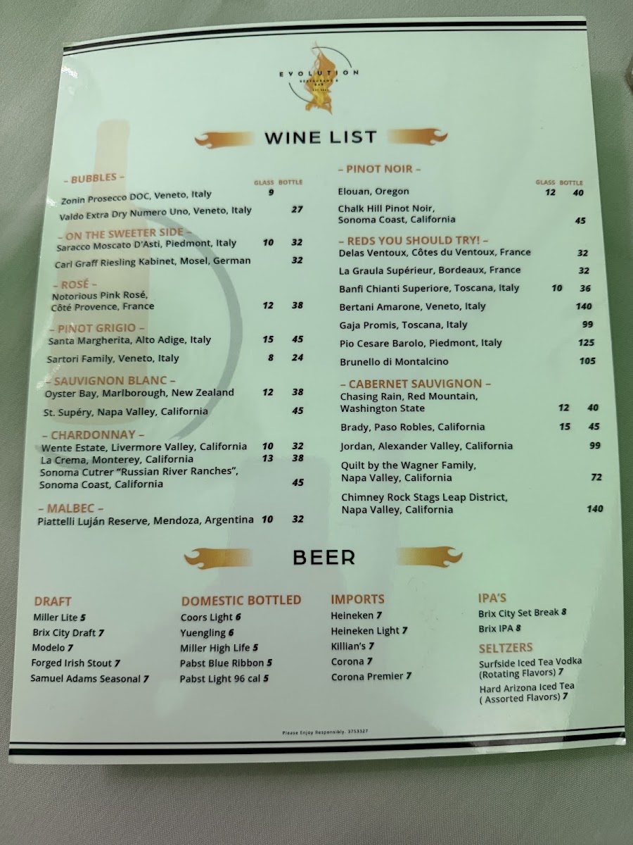 Evolution Restaurant & Bar Photo Menu 7