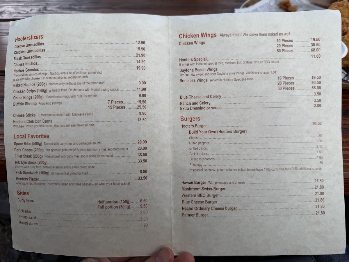 Hooters Photo Menu 3