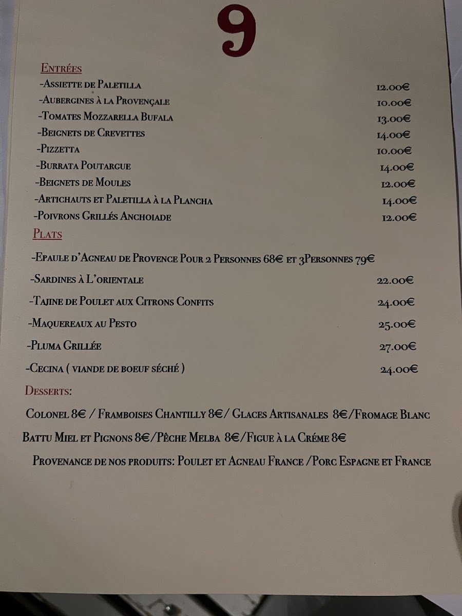 Restaurant Le 9 Photo Menu 3