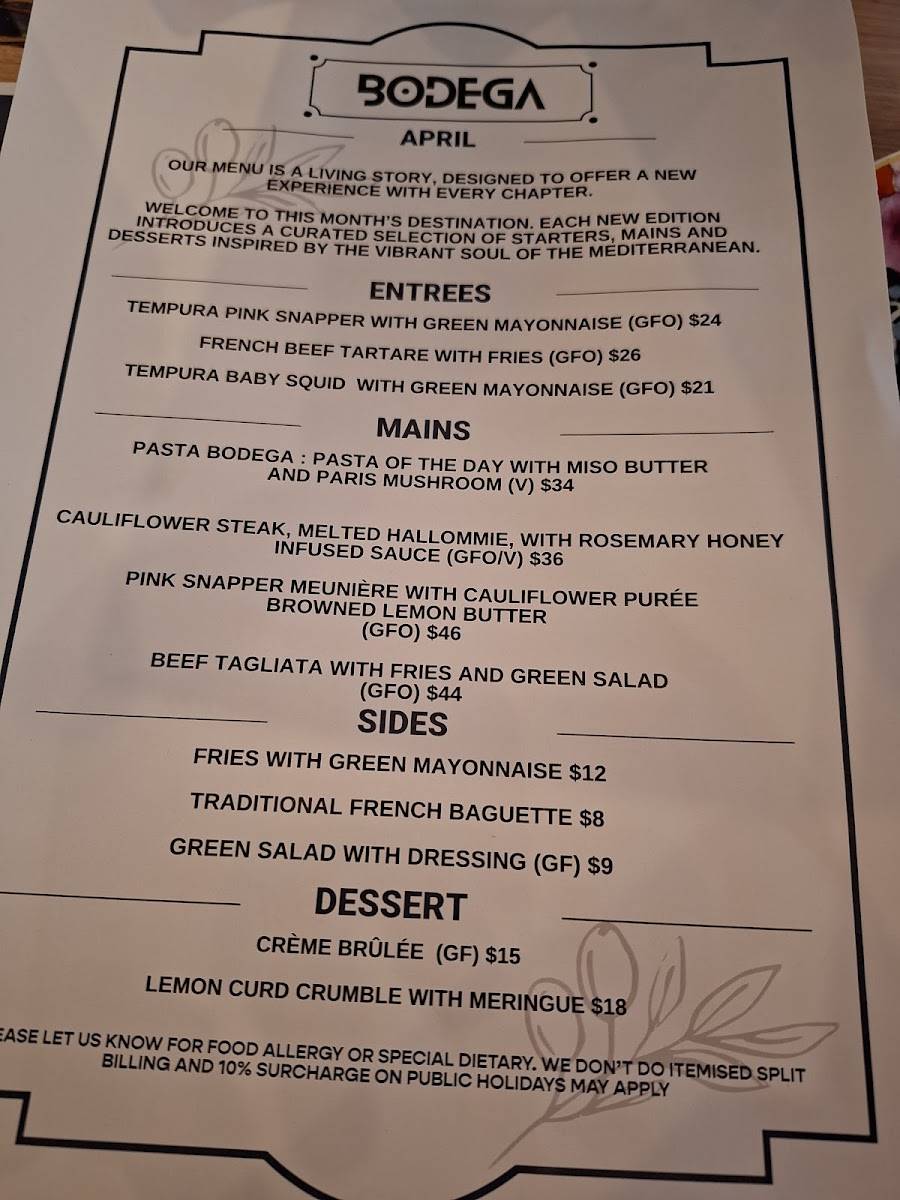 Bodega Photo Menu 1