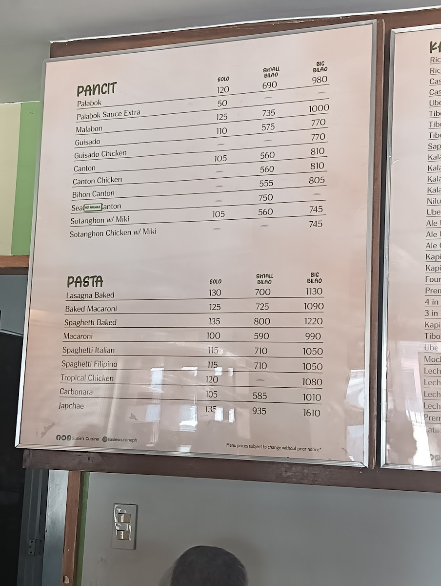 Susie's Cuisine Photo Menu 1