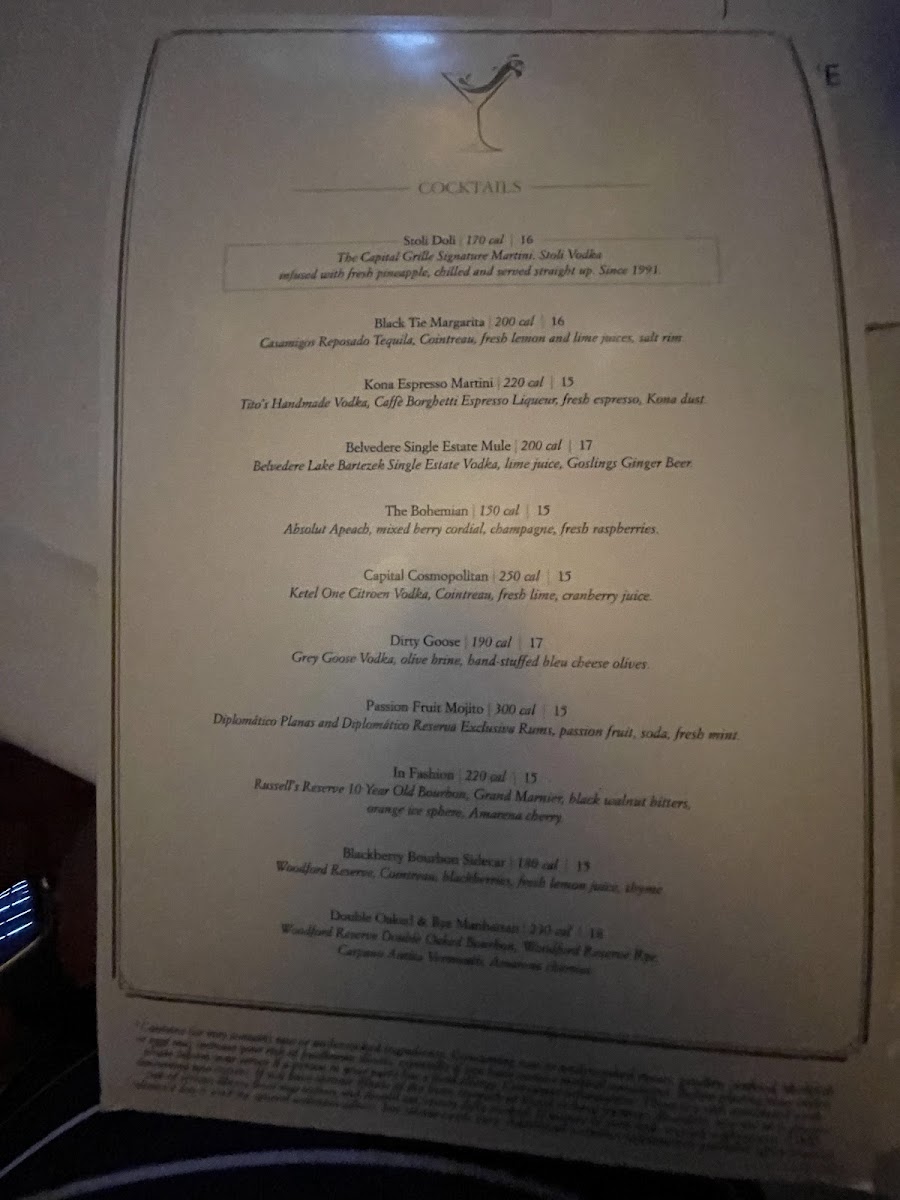 The Capital Grille Photo Menu 10