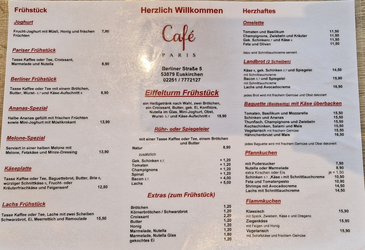 Café Paris Photo Menu 1