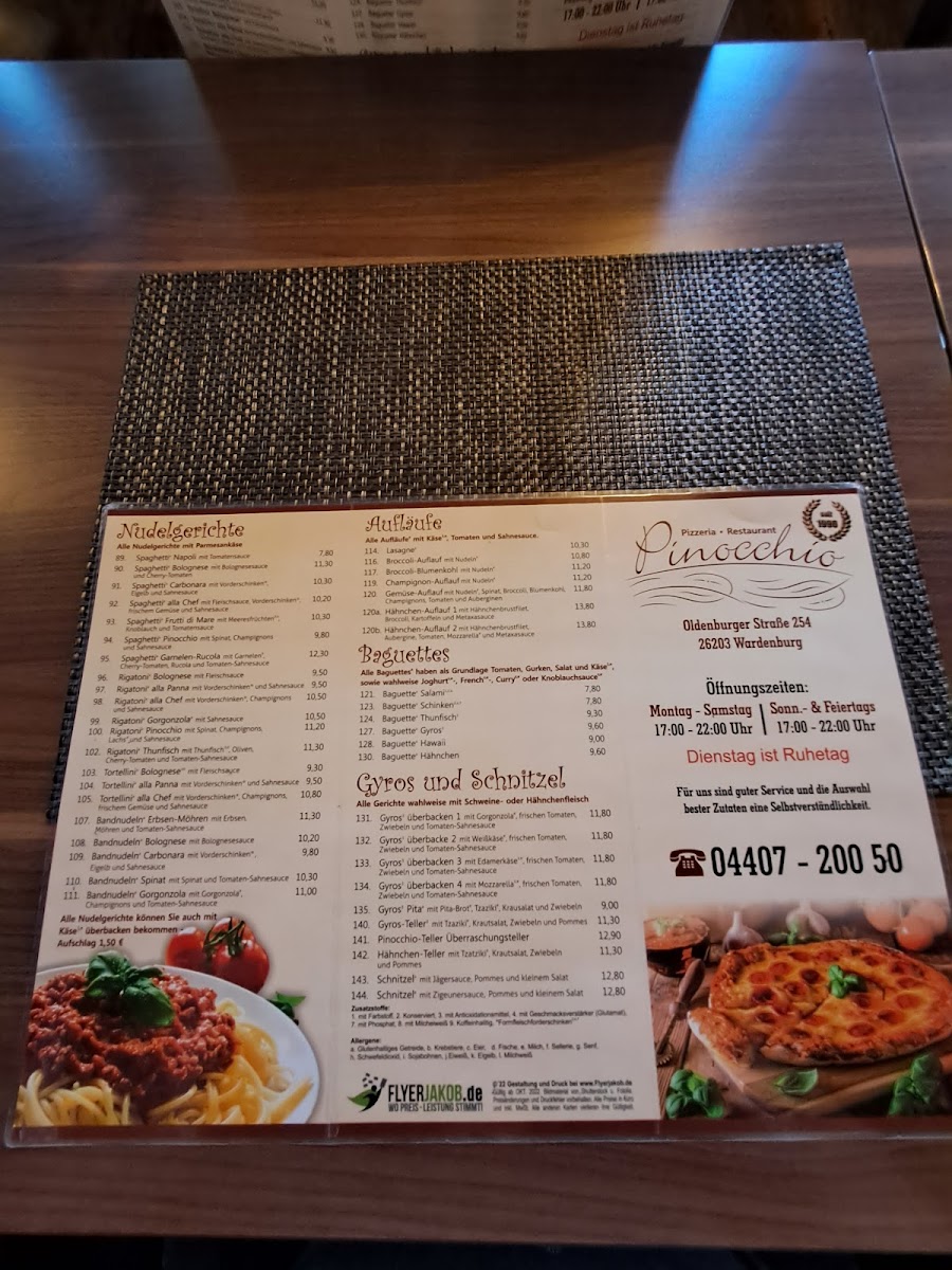 Pizzeria Pinocchio Photo Menu 1