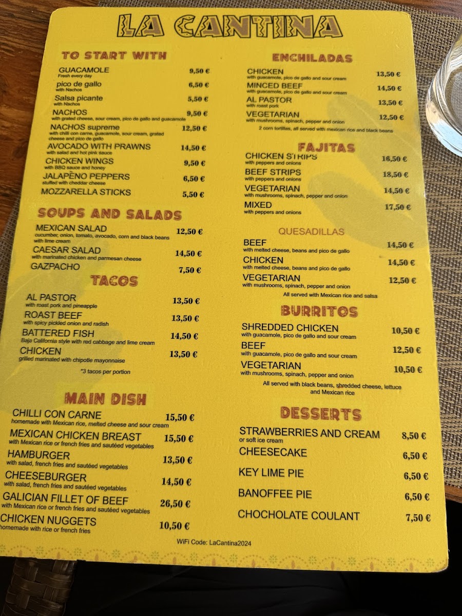 La Cantina Photo Menu 1