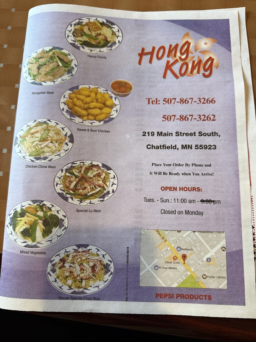 Hong Kong Photo Menu 1