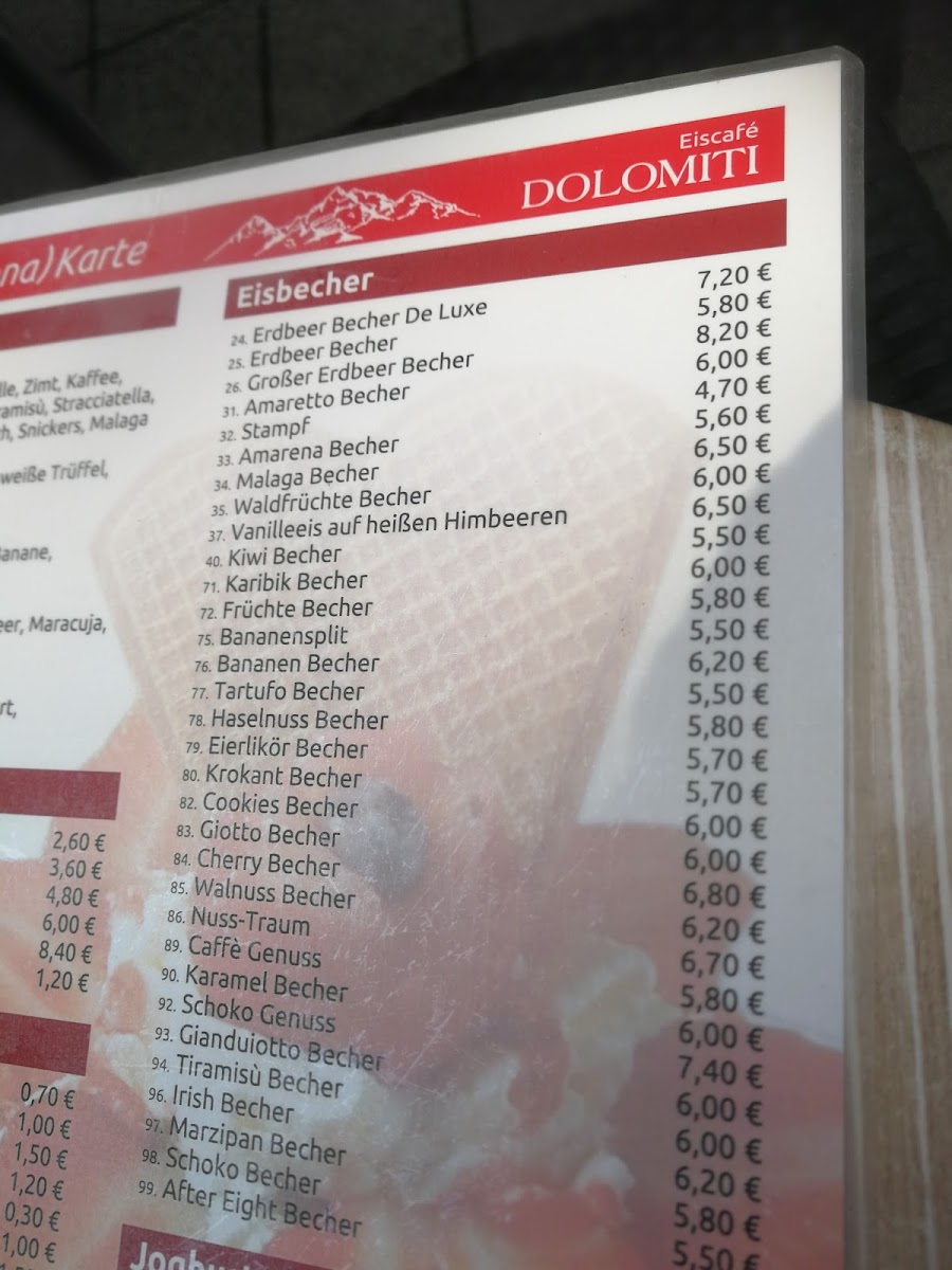 Eiscafé Dolomiti Photo Menu 1