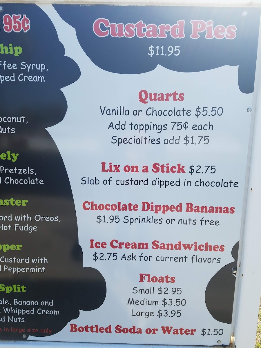 Lix Frozen Custard Photo Menu 1
