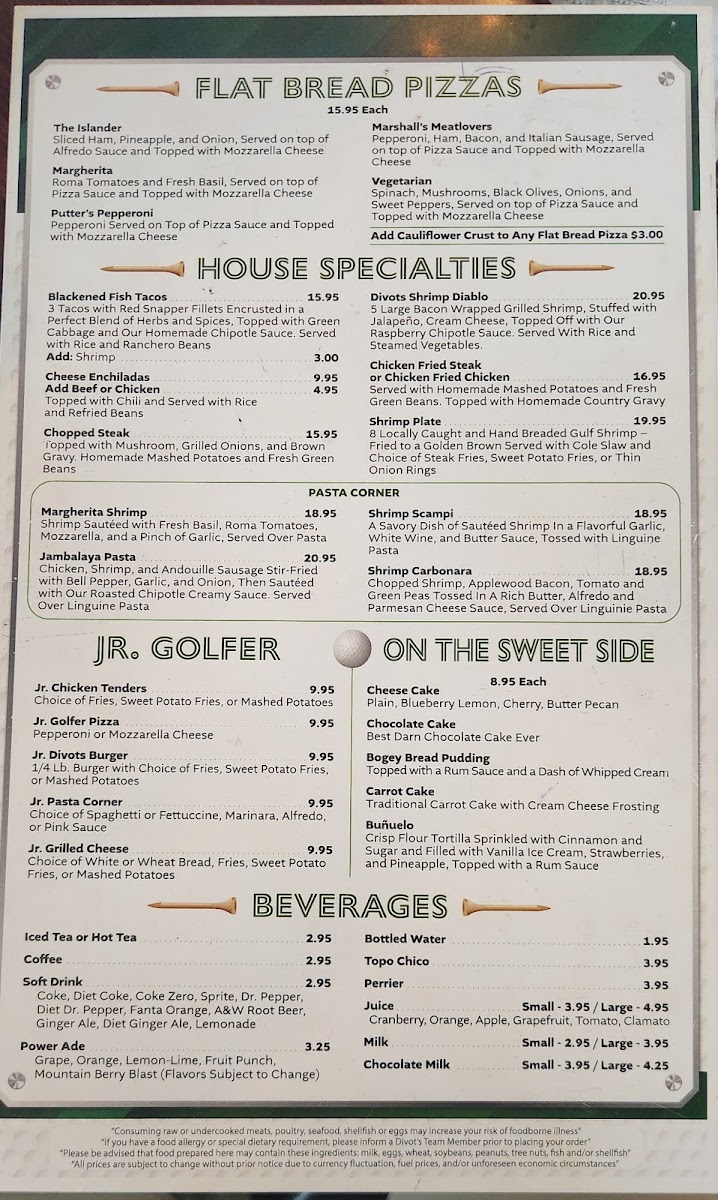Divots Bar & Grill Photo Menu 2