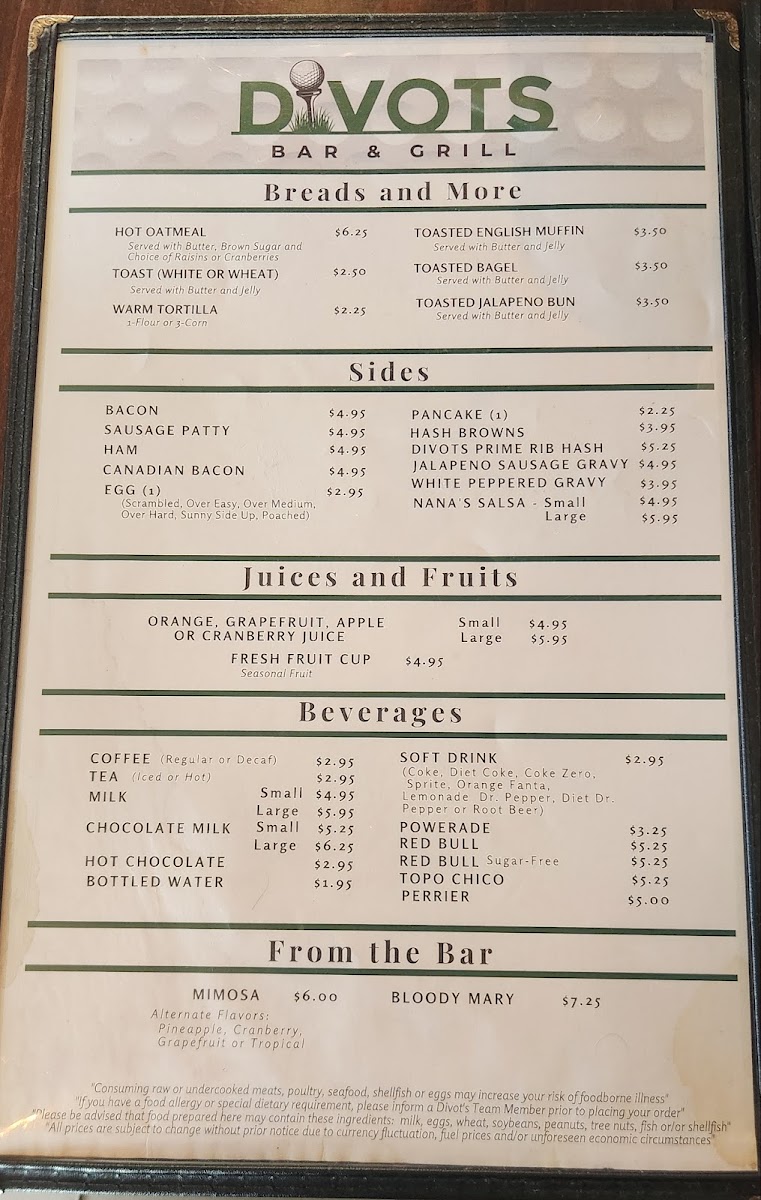 Divots Bar & Grill Photo Menu 3