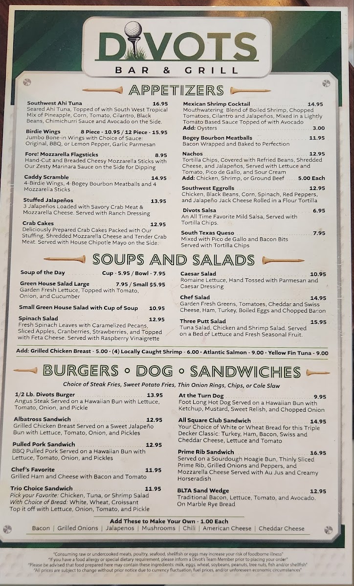 Divots Bar & Grill Photo Menu 4