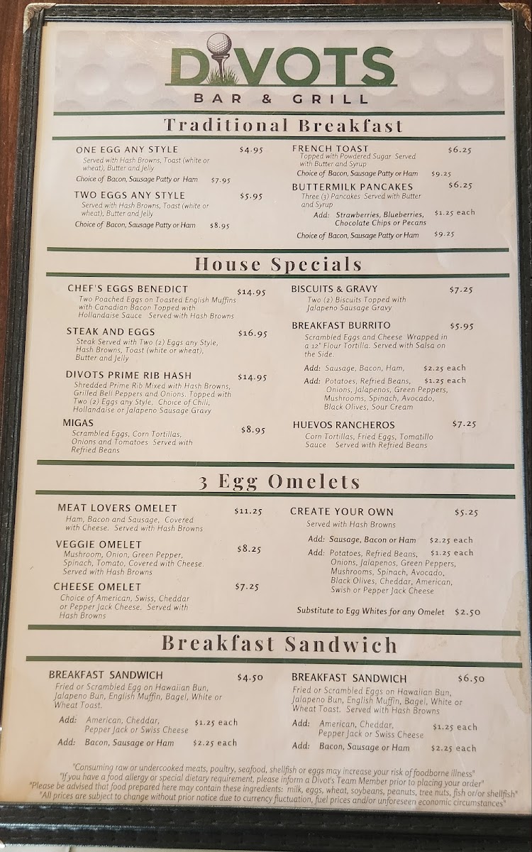 Divots Bar & Grill Photo Menu 5
