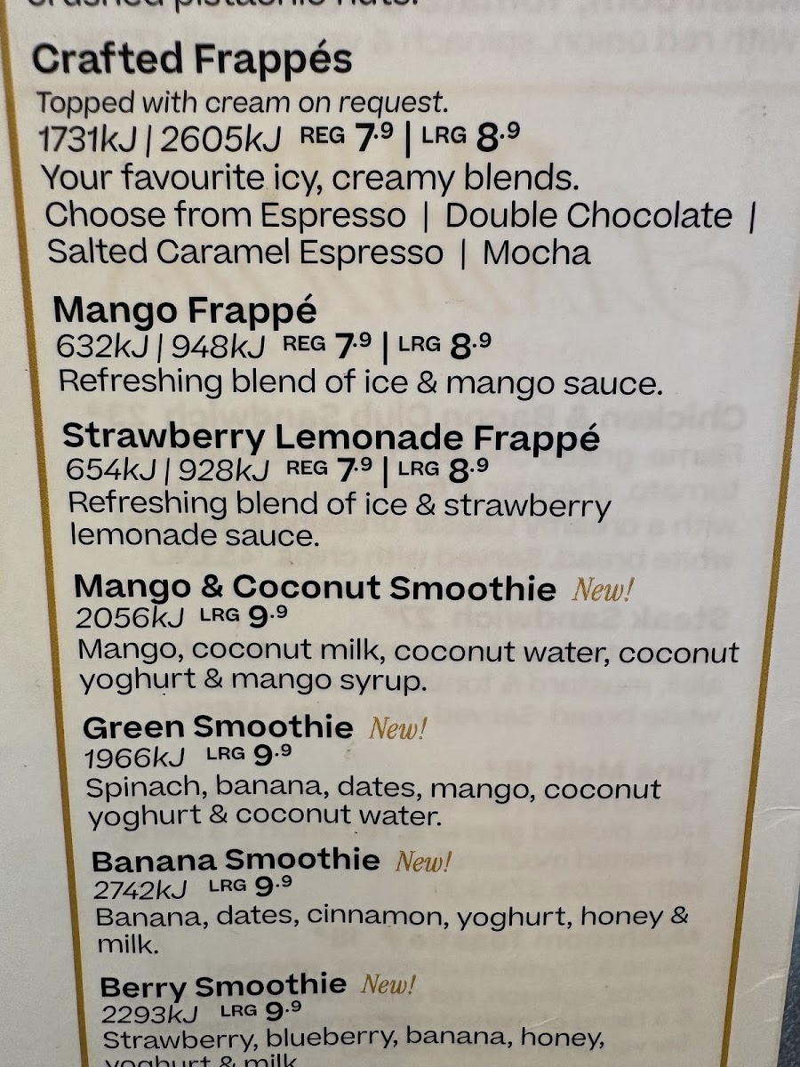 The Coffee Club Photo Menu 1