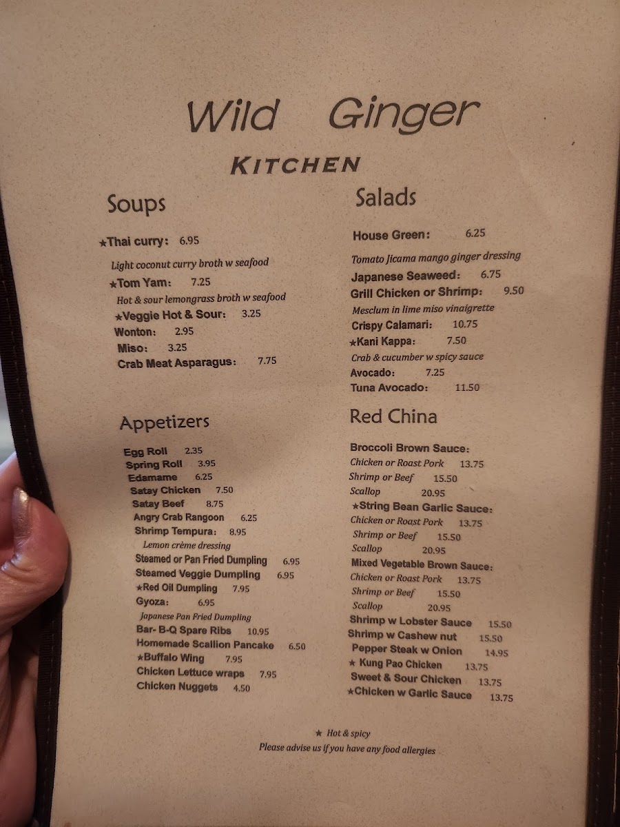Wild Ginger Photo Menu 1