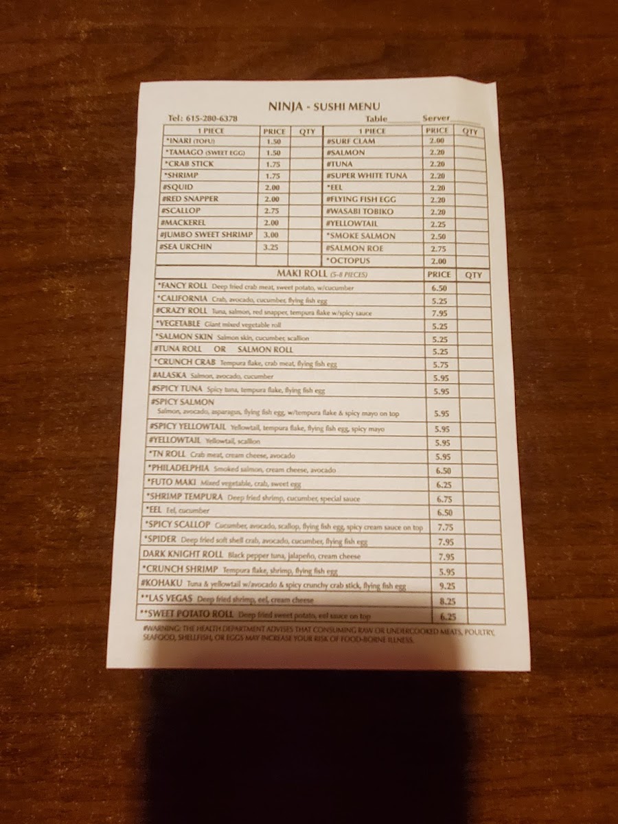Ninja Sushi Photo Menu 7