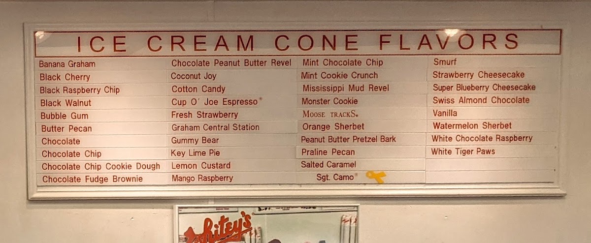 Whitey's Ice Cream Photo Menu 2