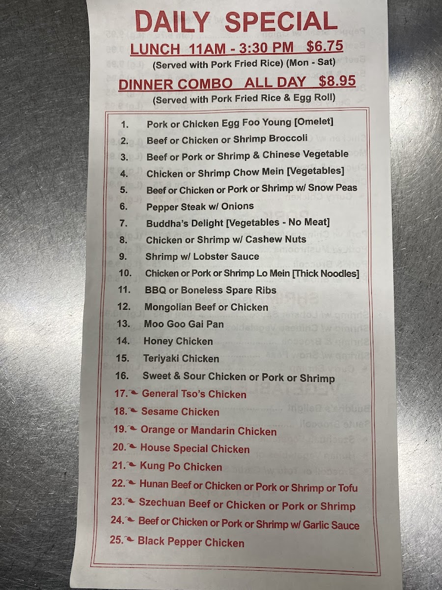 Panda Garden Restaurant Photo Menu 2
