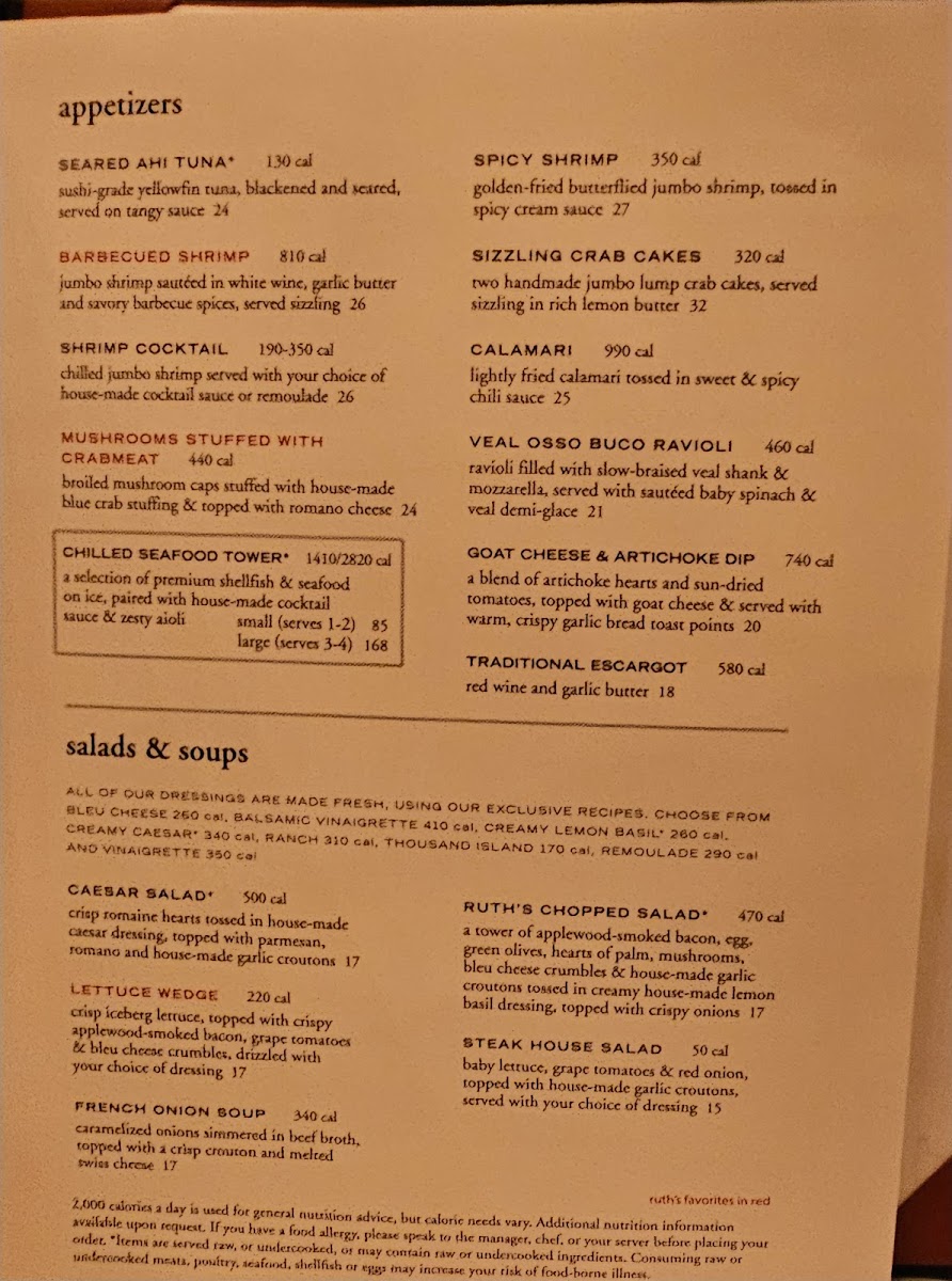 Ruth's Chris Steak House Photo Menu 5