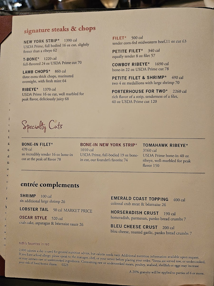Ruth's Chris Steak House Photo Menu 6