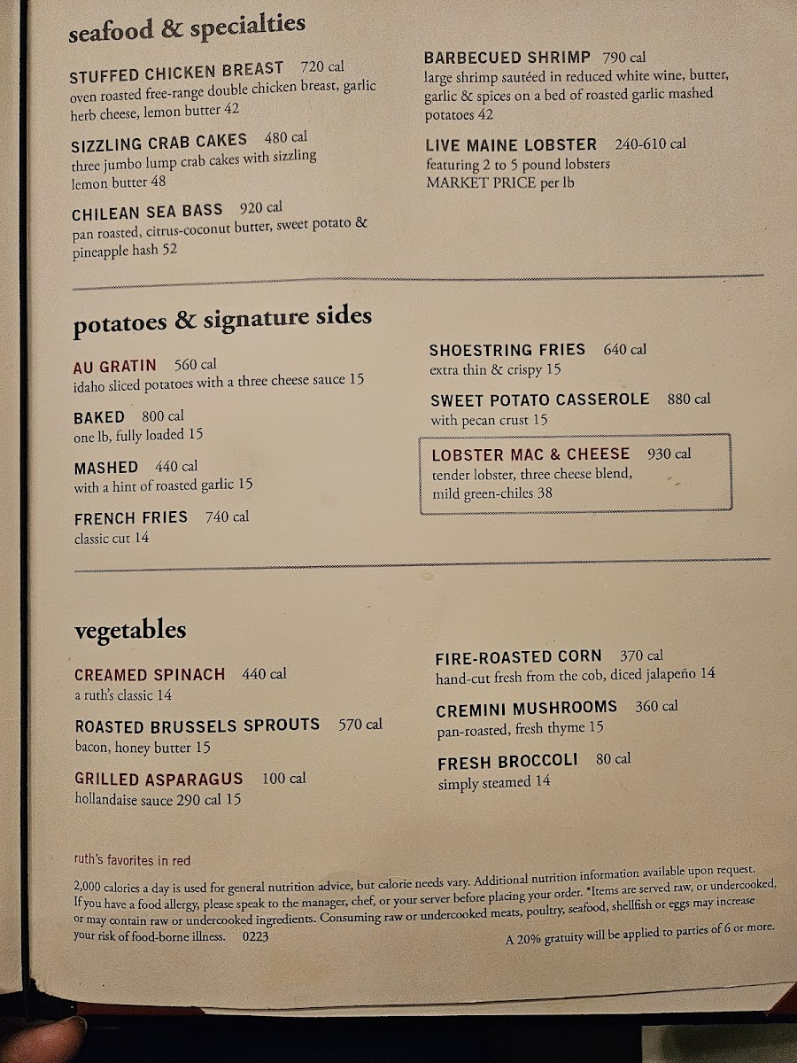 Ruth's Chris Steak House Photo Menu 7