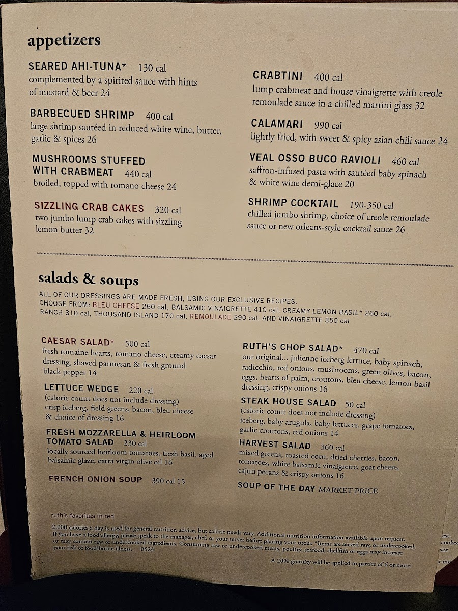 Ruth's Chris Steak House Photo Menu 8