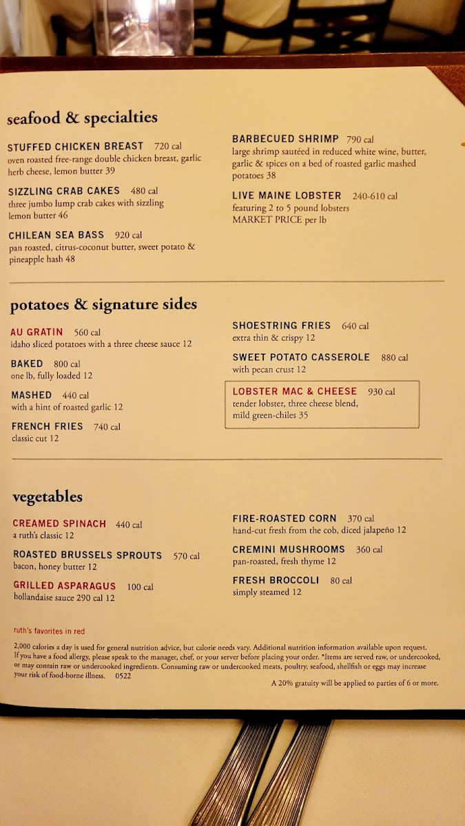 Ruth's Chris Steak House Photo Menu 9