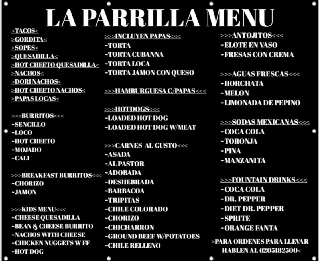 La Parrilla Photo Menu 1