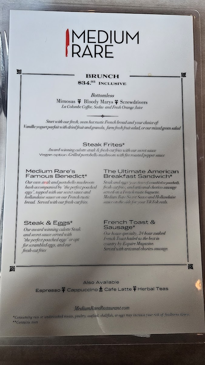 Medium Rare Photo Menu 1