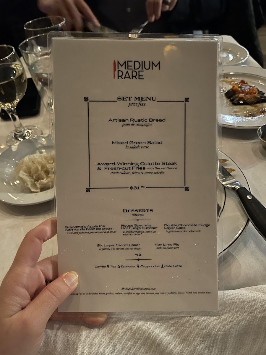 Medium Rare Photo Menu 2