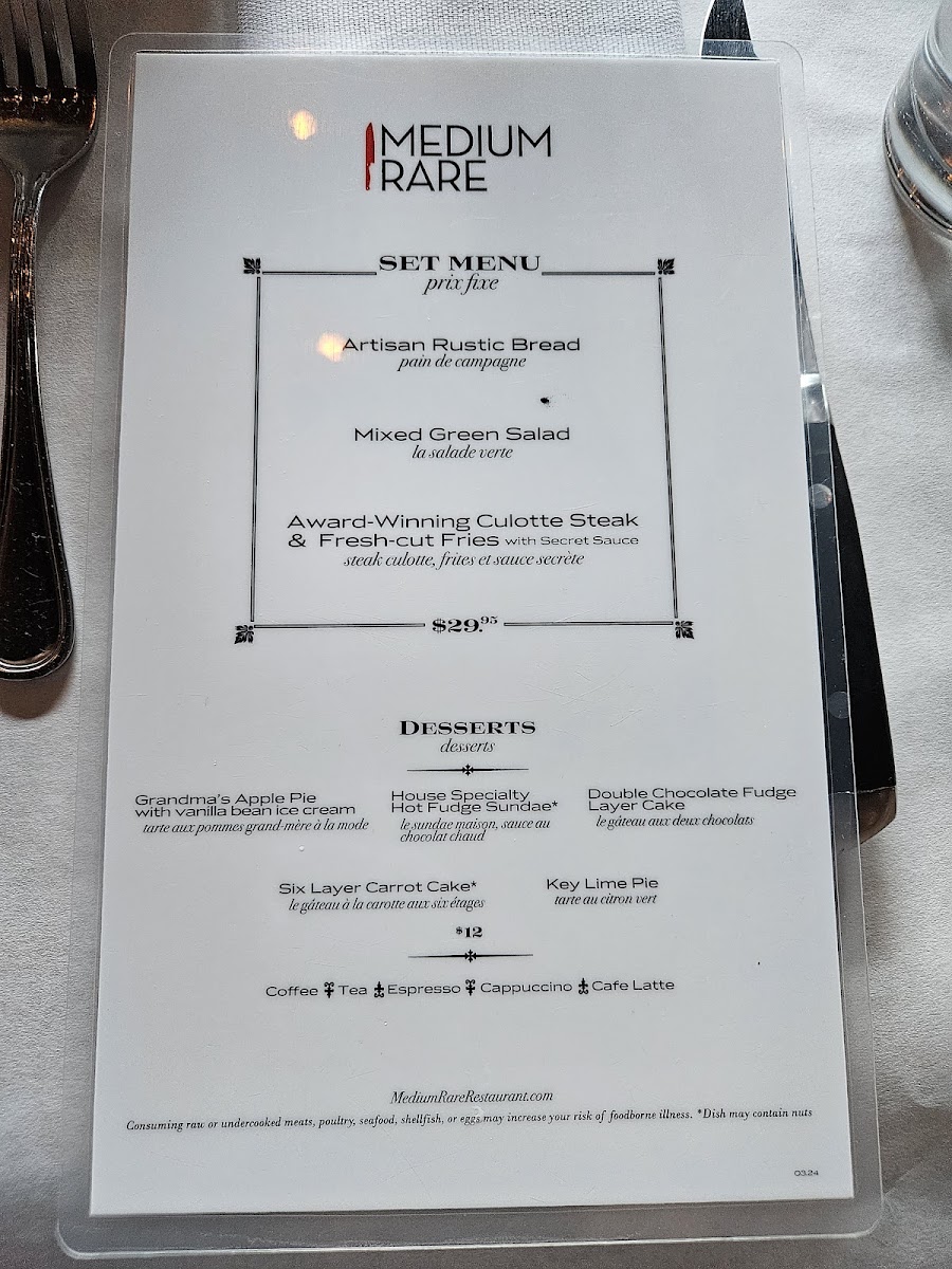 Medium Rare Photo Menu 3