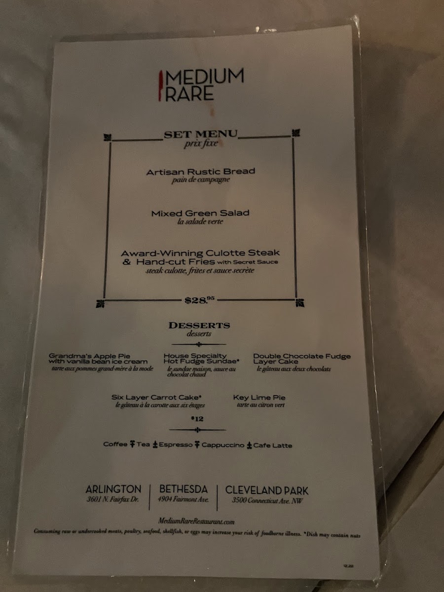 Medium Rare Photo Menu 5