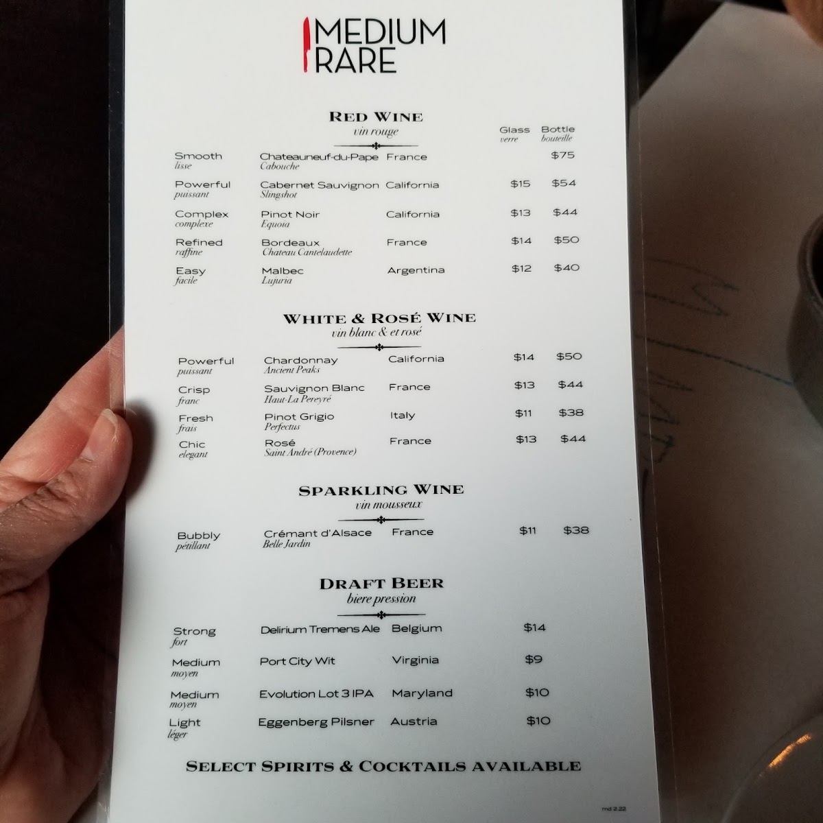 Medium Rare Photo Menu 8