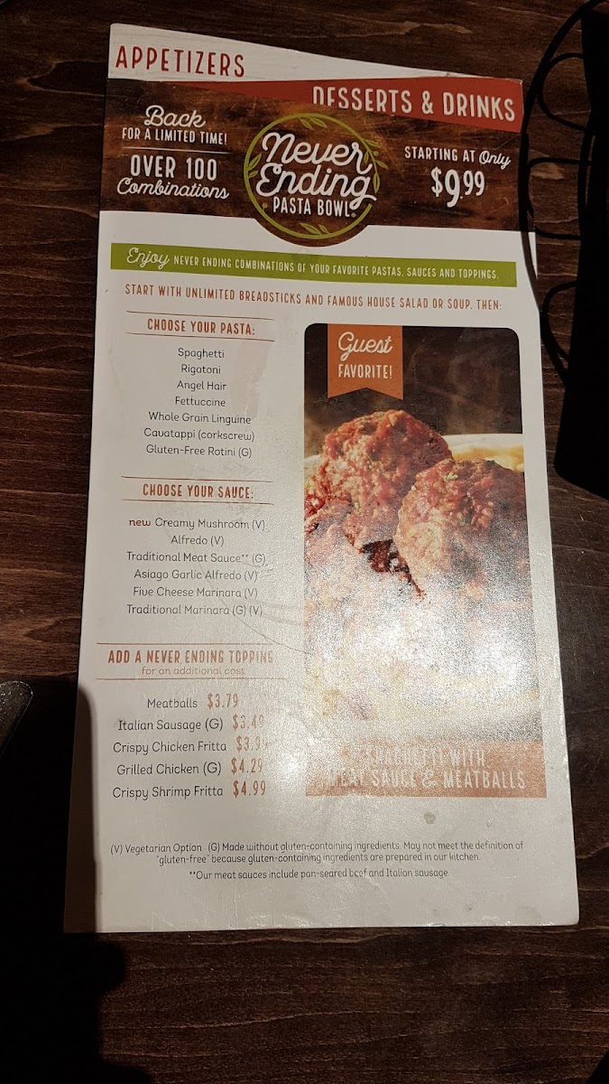 Olive Garden Italian Restaurant Photo Menu 7