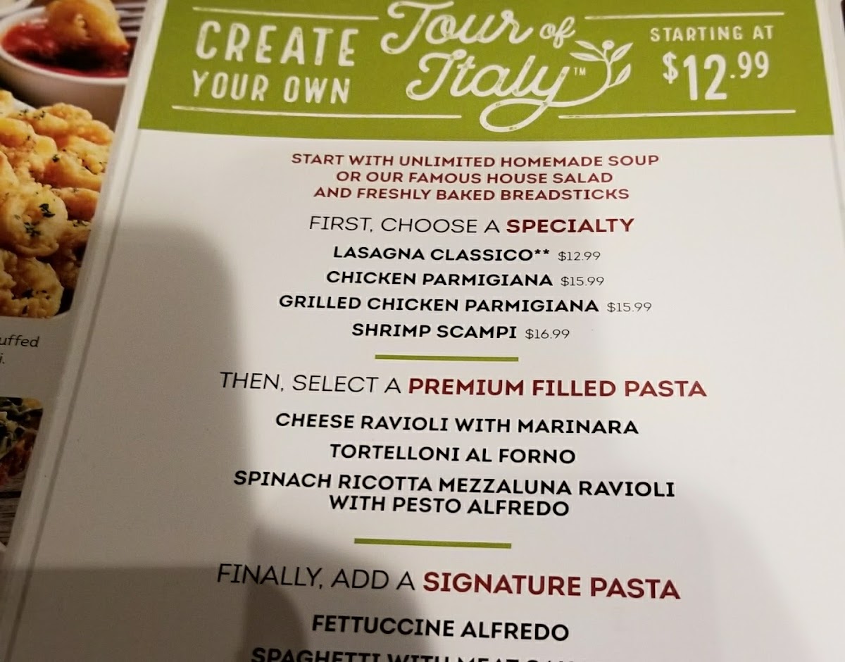 Olive Garden Italian Restaurant Photo Menu 9