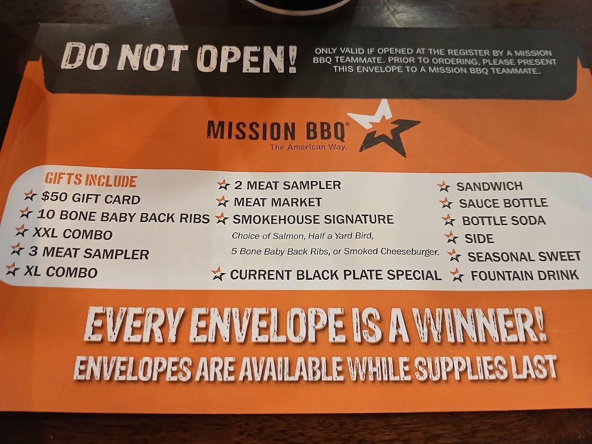 MISSION BBQ Photo Menu 1