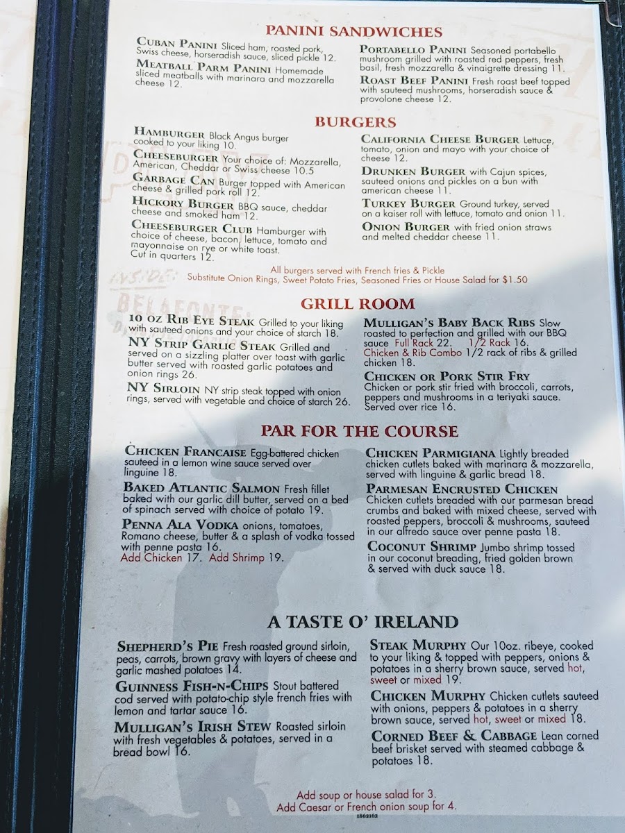 Mulligan's Bar & Restaurant Photo Menu 4